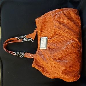 Dana Buckman Burnt Orange Faux Weaved Handbag